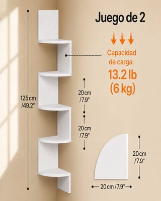 Estantería Esquinera De Pared De 5 Niveles - imagen 8